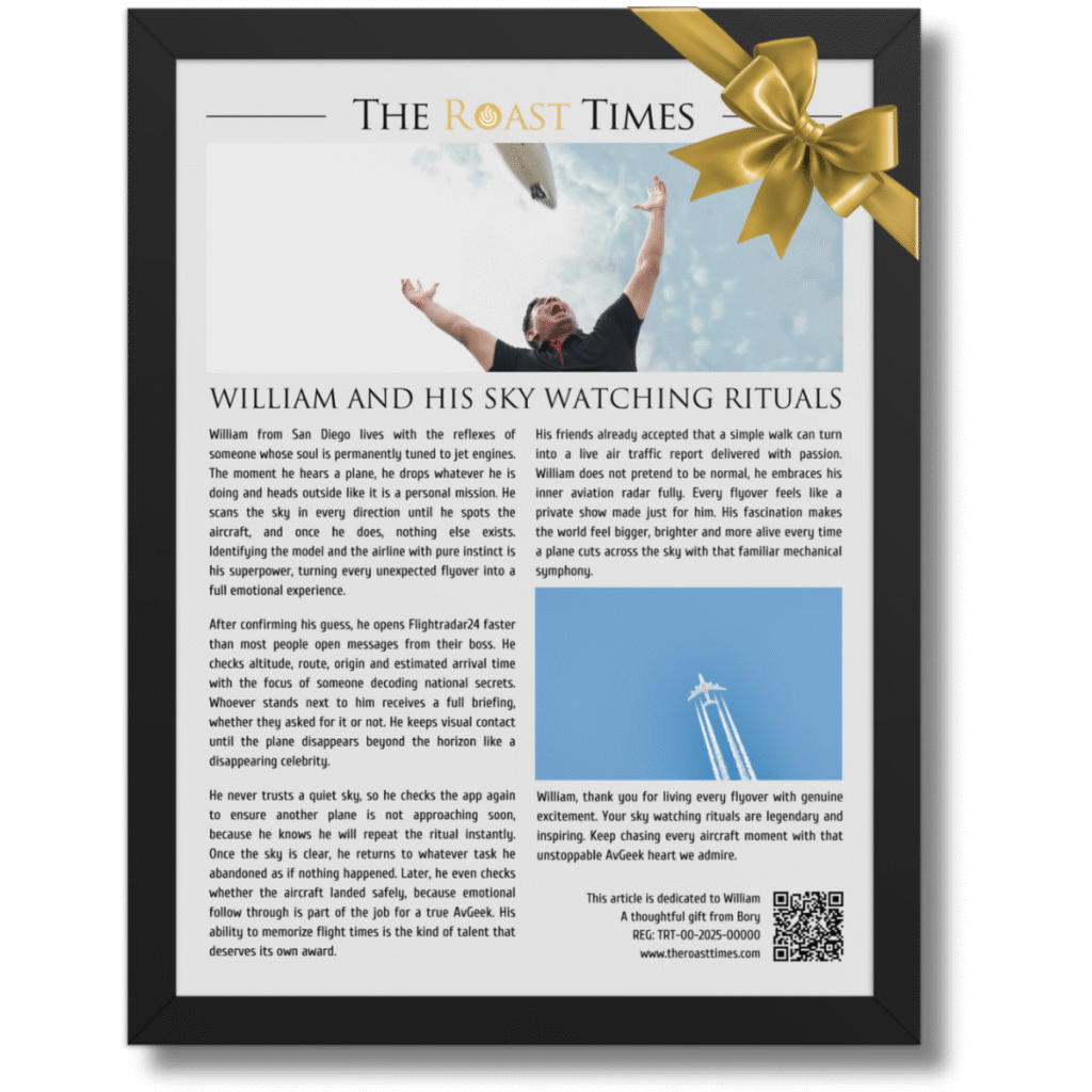 Gift for a Airplane Lover, a personalized framed article