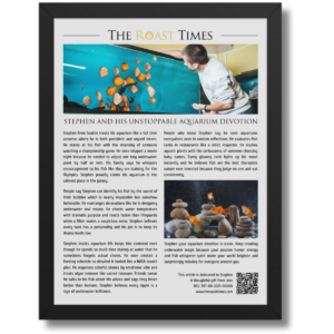 Gift for a Aquarium Lover, a personalized framed article