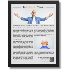 Gift for a Bald Man, a personalized framed article