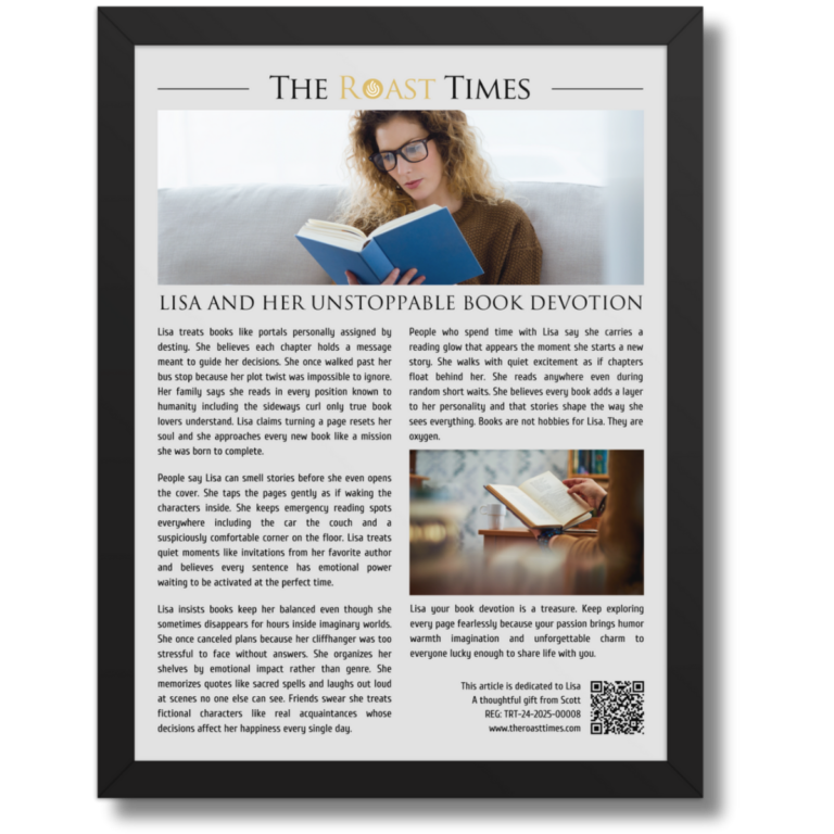 Gift for a Book Lover, a personalized framed article