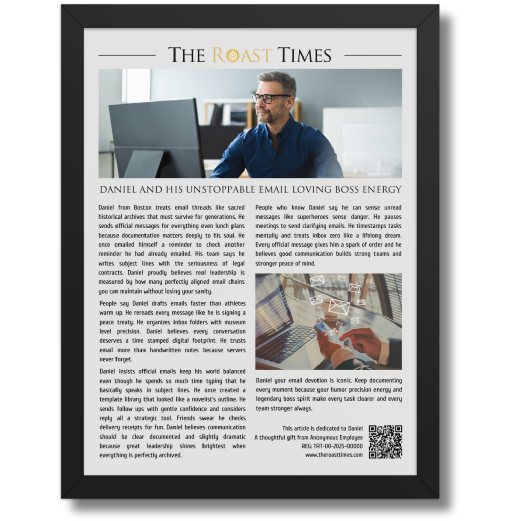 Gift for a Boss, a personalized framed article