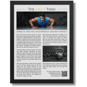 Gift for a GYM Rat, a personalized framed article