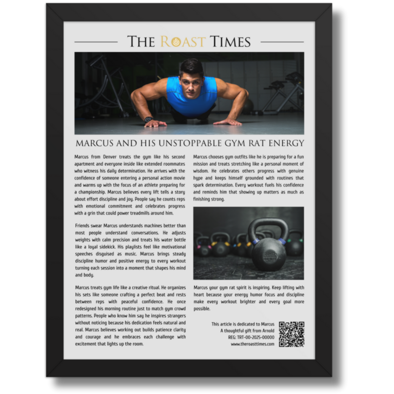 Gift for a GYM Rat, a personalized framed article