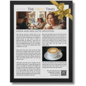 Gift for a Latte Lover, a personalized framed article