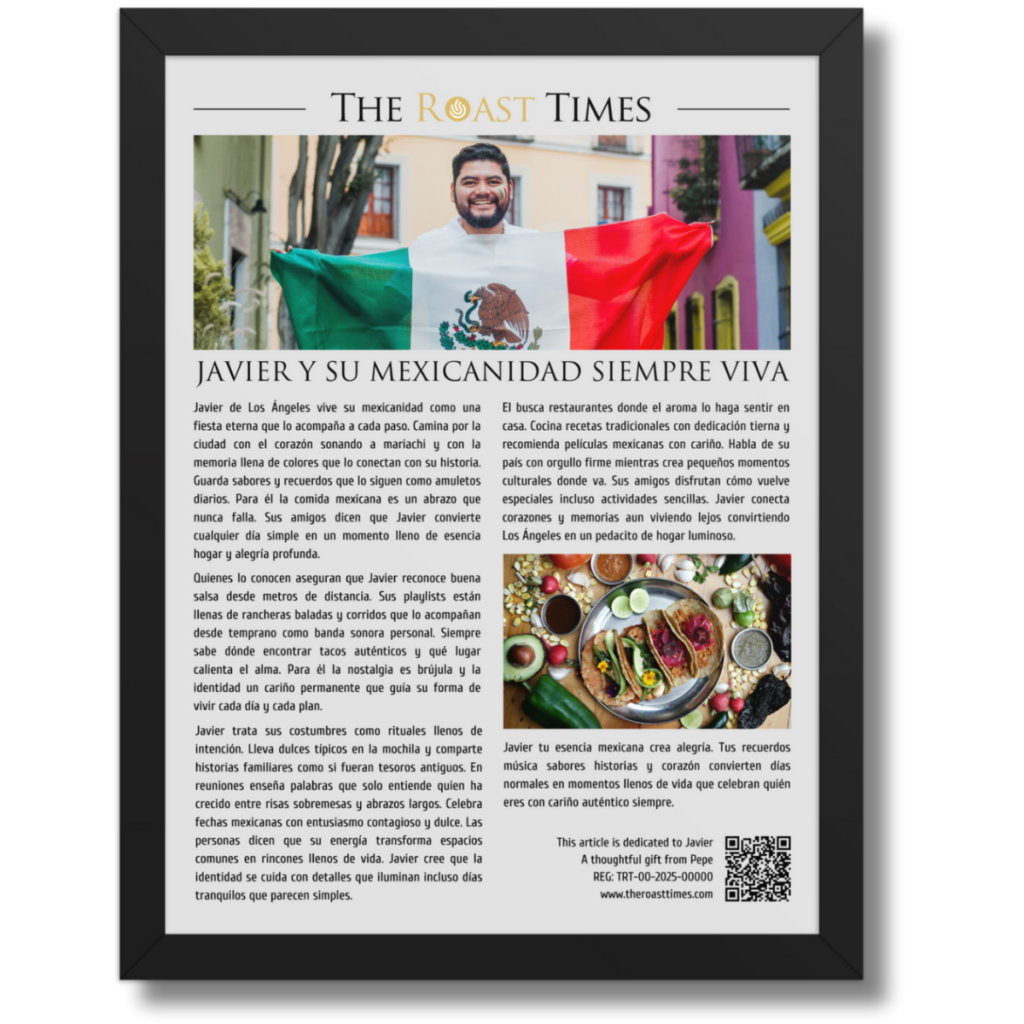 Gift for a Mexican Person, a personalized framed article