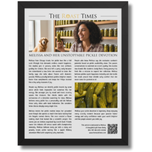 Gift for a Pickle Lover, a personalized framed article