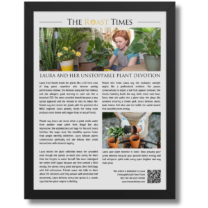 Gift for a Plant Lover, a personalized framed article