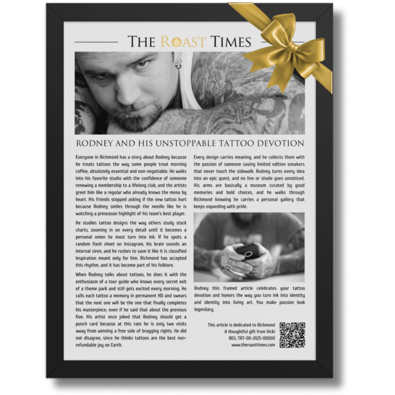 Gift for a Tattoo Lover, a personalized framed article