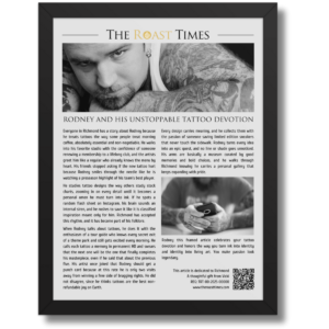 Gift for a Tattoo Lover, a personalized framed article