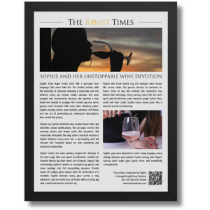 Gift for a Wine Lover, a personalized framed article
