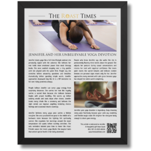 Gift for a Yoga Lover, a personalized framed article