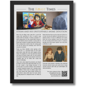 Gift for an Anime Lover, a personalized framed article