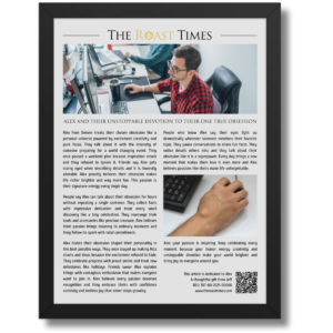 Gift for Any Obsession, a personalized framed article