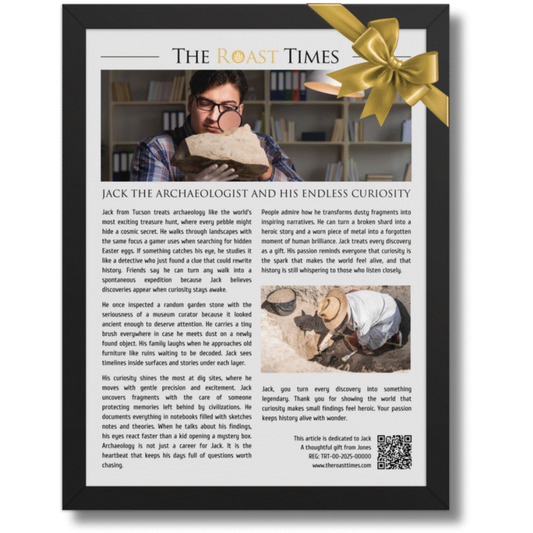 Gift for Archaeologist, a personalized framed article