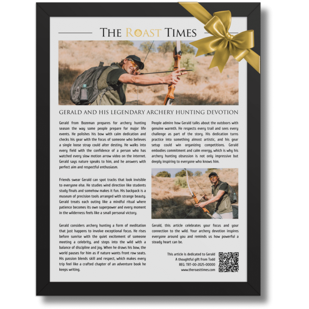 Gift for Archery Hunting, a personalized framed article