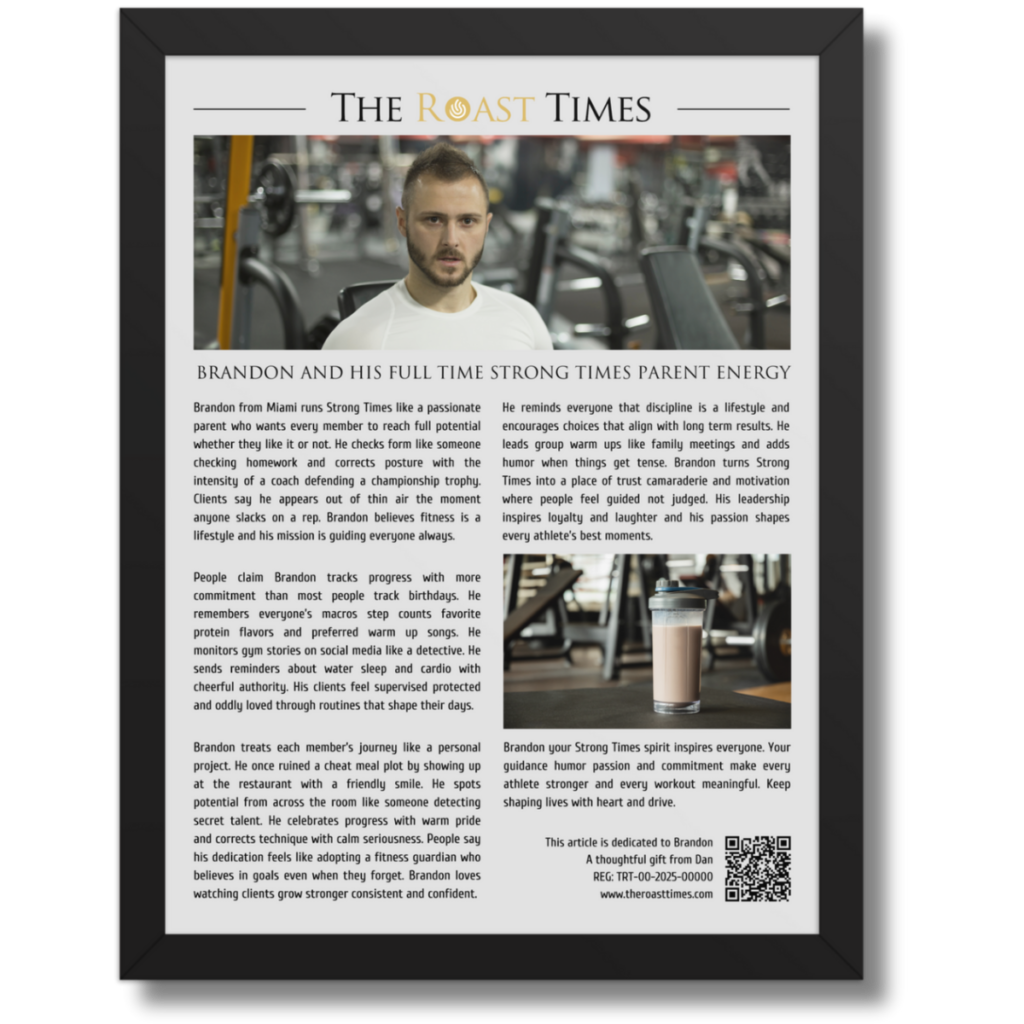 Gift for GYM Owner, a personalized framed article