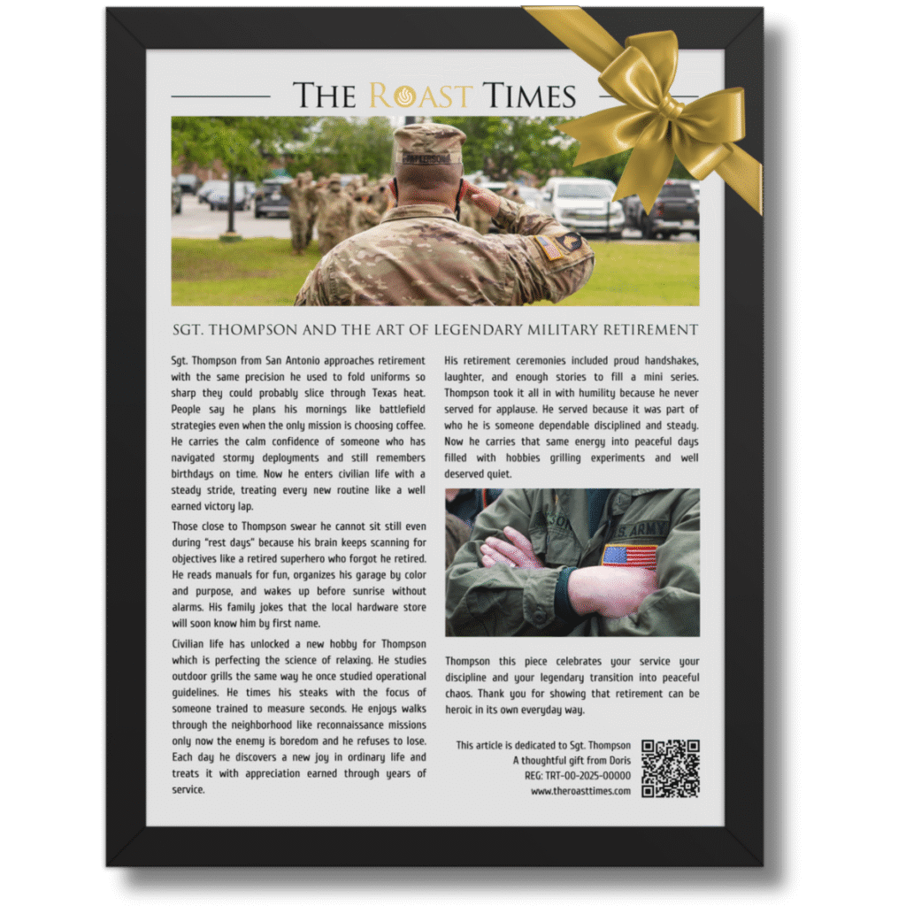 Gift for Military Retirement, a personalized framed article