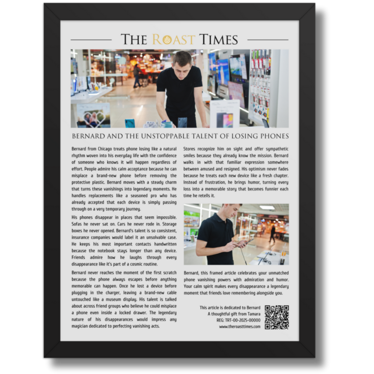 Gift for someone who always loses their Phone, a personalized framed article