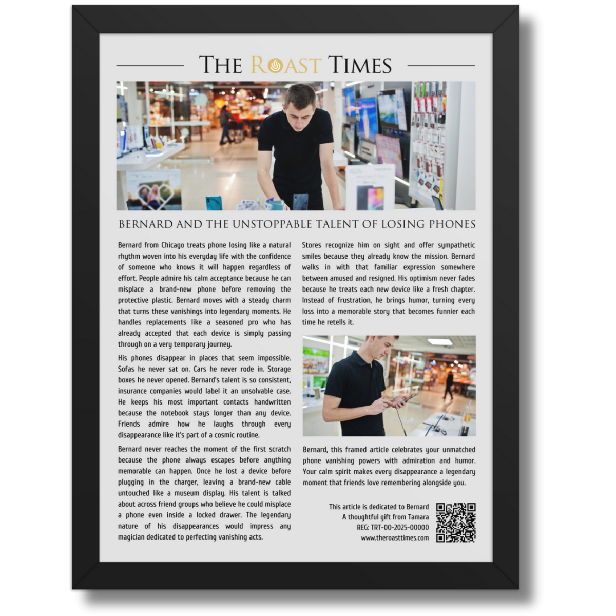 Gift for someone who always loses their Phone, a personalized framed article