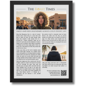 Gift for someone who is always cold, a personalized framed article