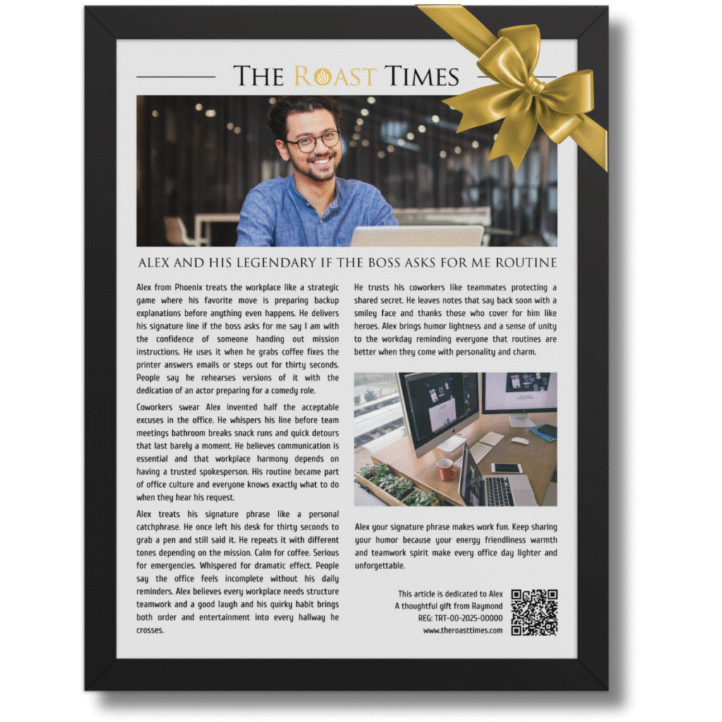 Ideal Gift for a Coworker, a personalized framed article