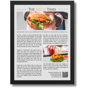 Gift for a Chick-fil-A Lover, a framed article that understands Sundays too