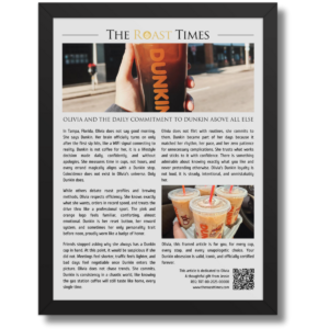 Gift for a Dunkin Lover, a framed article for true fans