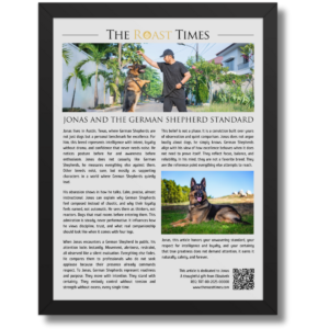 Gift for a German Shepherd lover, an iconic framed article