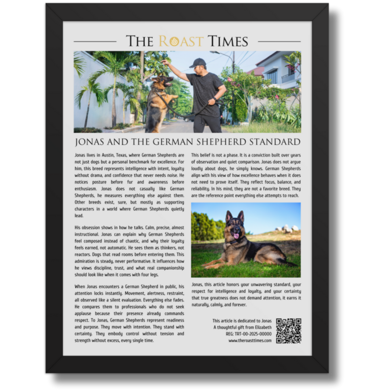 Gift for a German Shepherd lover, an iconic framed article