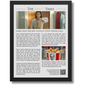 Gift for a KFC Lover, a legendary framed article of crispy devotion