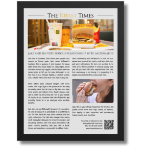 Gift for a McDonald’s Lover, a legendary framed article