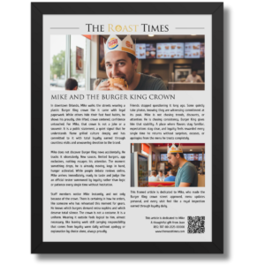 Gift for Burger King Lover, a legendary framed article