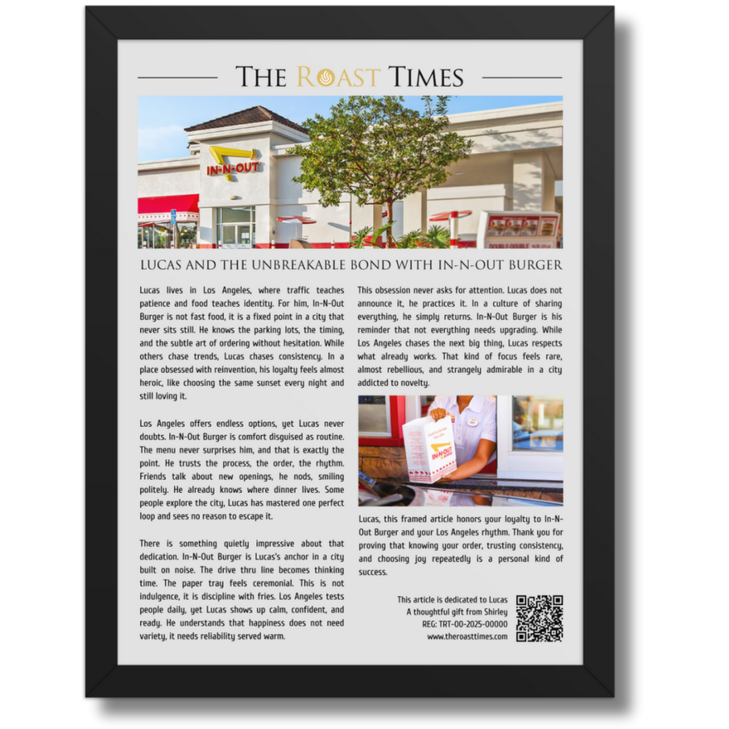 Gift for In-N-Out Burger Lover, a framed obsession worth honoring