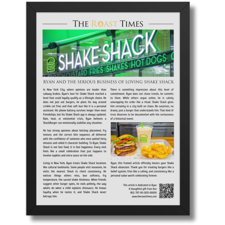 Gift for Shake Shack Lover, a legendary framed article